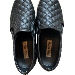 Steve Madden ECENTRCQ Black Quilted Slip on Sneaker Loafer Women's Size 8M